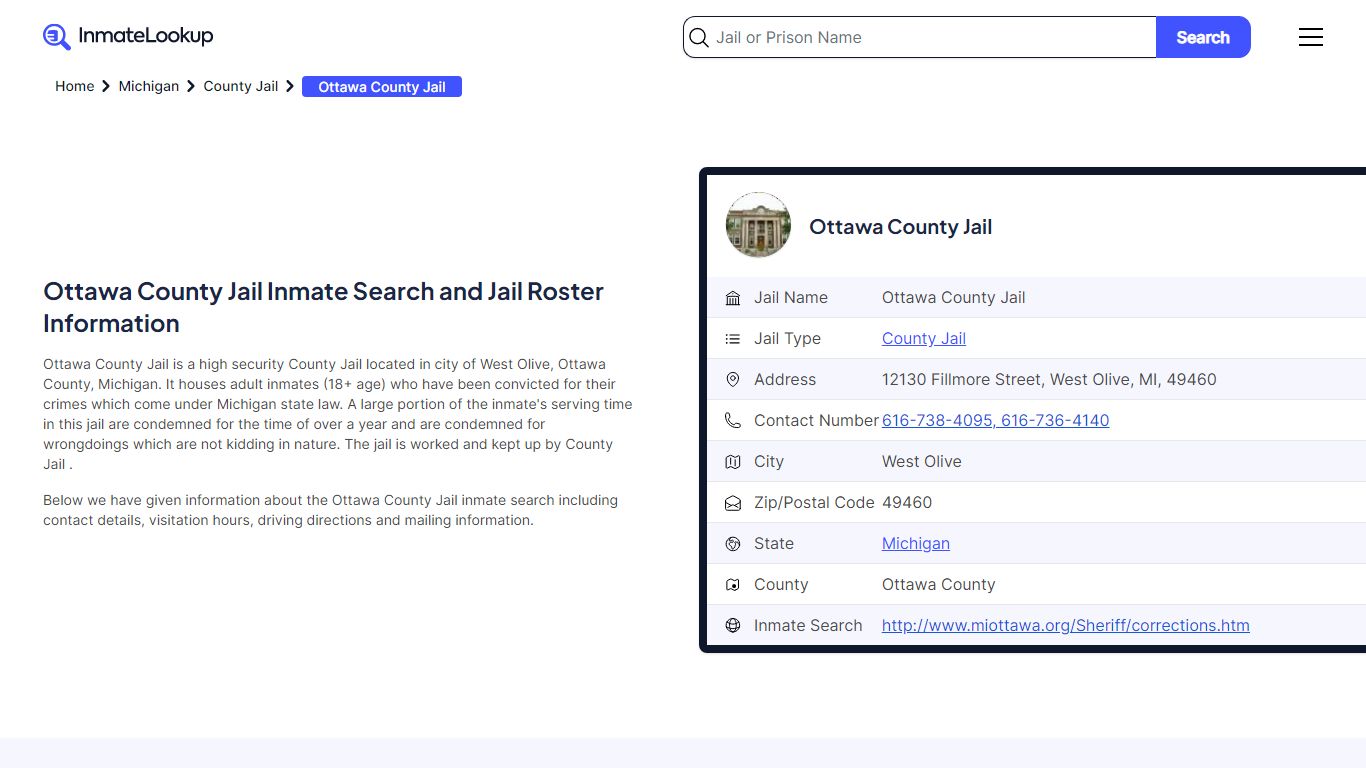 Ottawa County Jail Inmate Search and Jail Roster Information